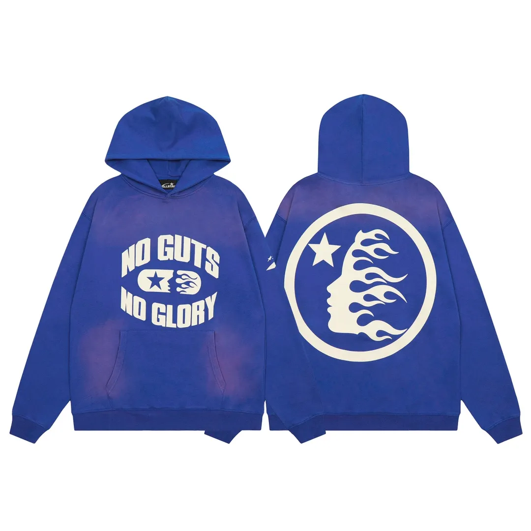 P240 Hellstar beautiful distressed washed high-quality hooded sweatshirt color (color): Vintage BLUE (washed blue) Size (size): S, M, L, XL