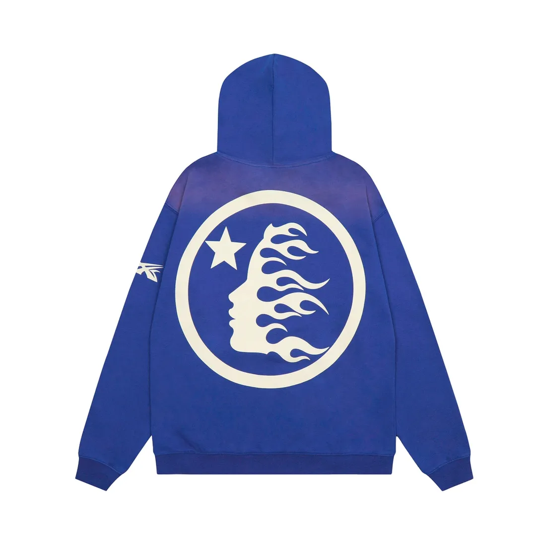 P240 Hellstar beautiful distressed washed high-quality hooded sweatshirt color (color): Vintage BLUE (washed blue) Size (size): S, M, L, XL
