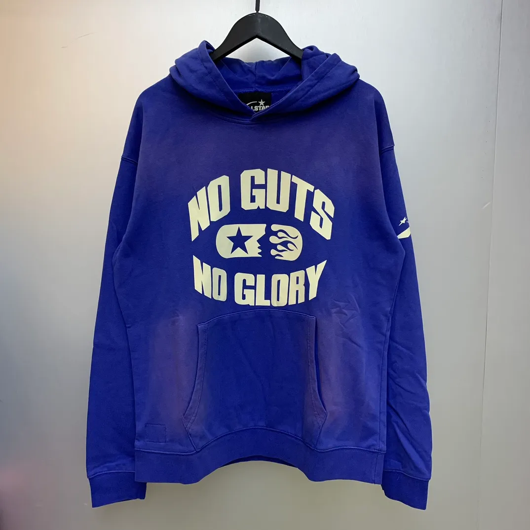 P240 Hellstar beautiful distressed washed high-quality hooded sweatshirt color (color): Vintage BLUE (washed blue) Size (size): S, M, L, XL