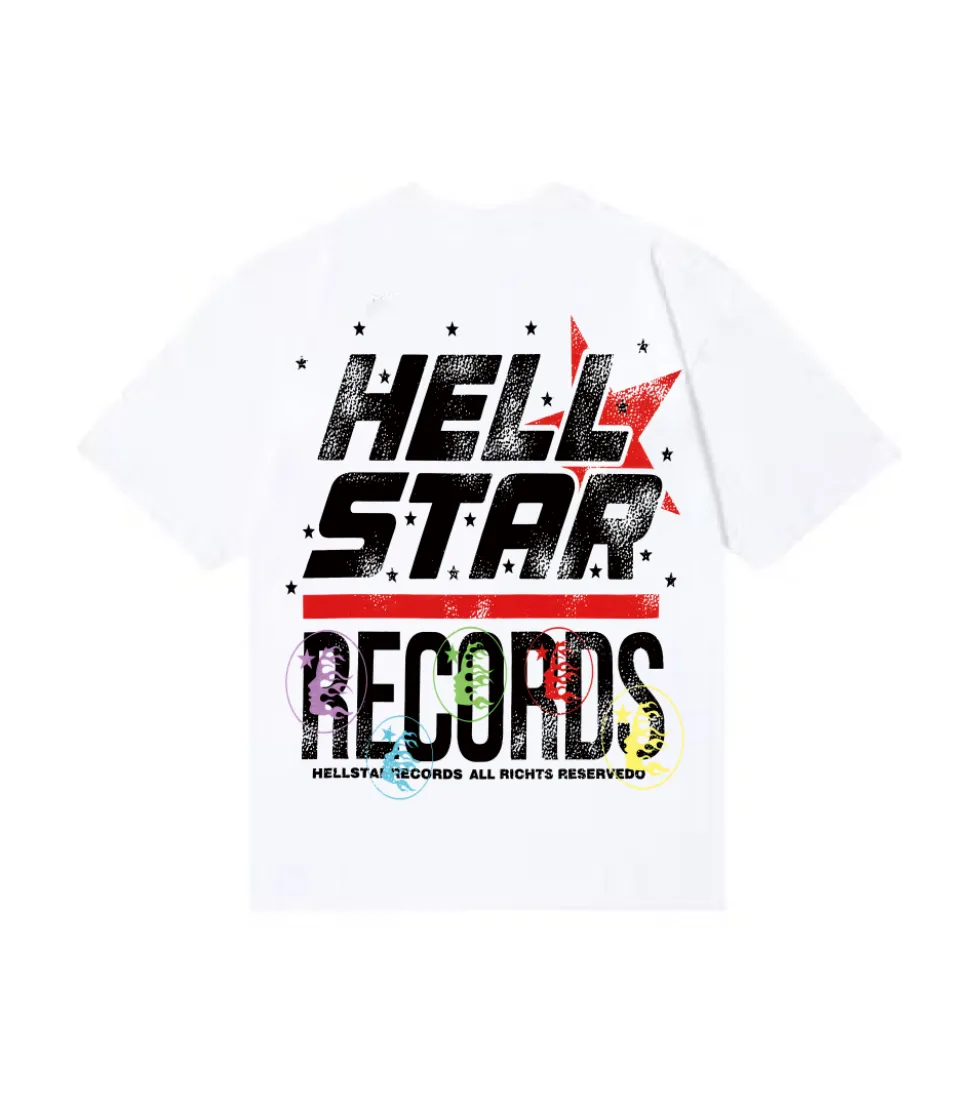 6820# P116 Hellstar American fashion high street pure cotton loose short-sleeved T-shirt Color: White Apricot Code Number: S M L XL