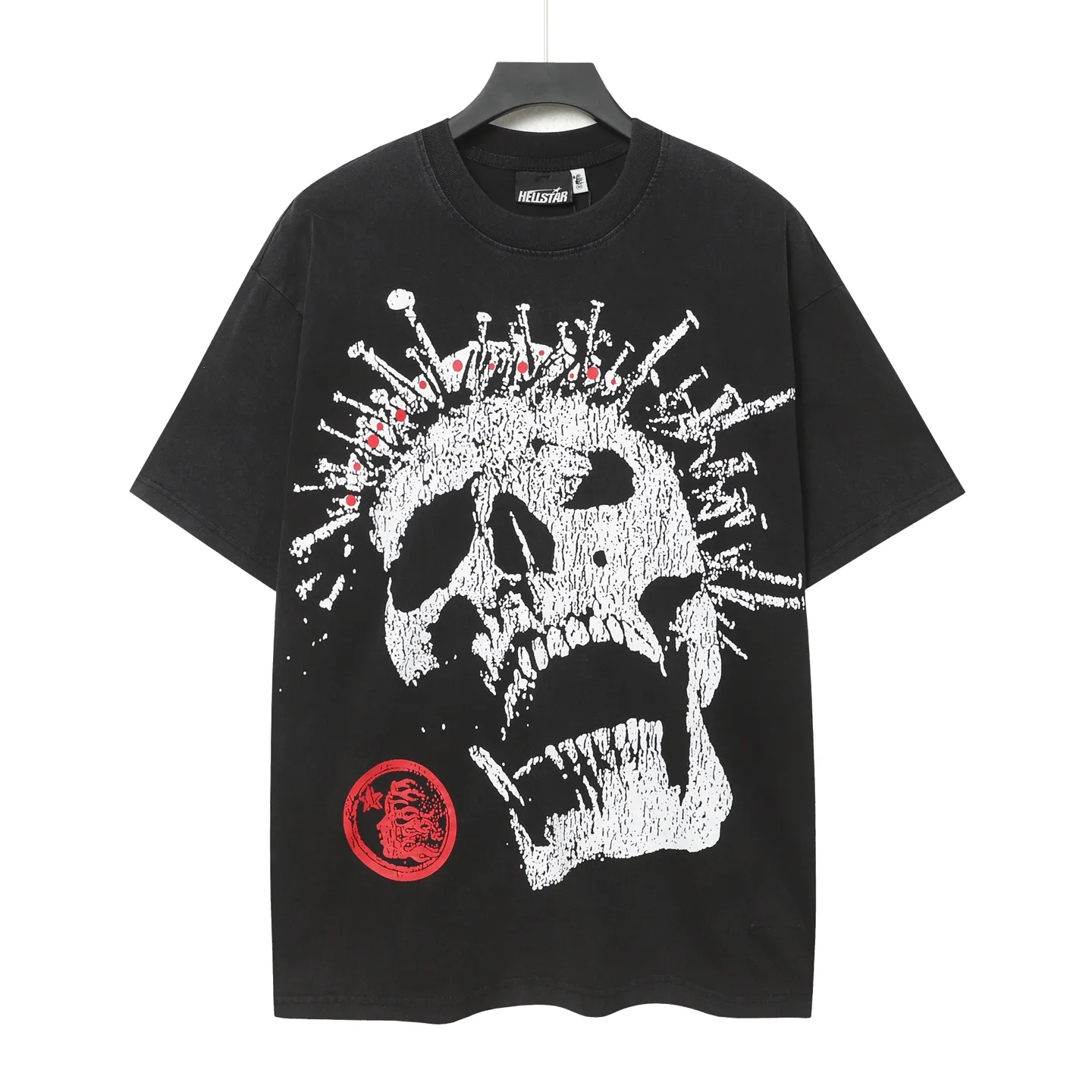 P122 Hellstar Cross-border European and American style street brand pure cotton T-shirt Fabric (fabric): 32 counts of 250g washed combed double yarn pure cotton Size (size): S-M- L- X L Color (colour): Washed black