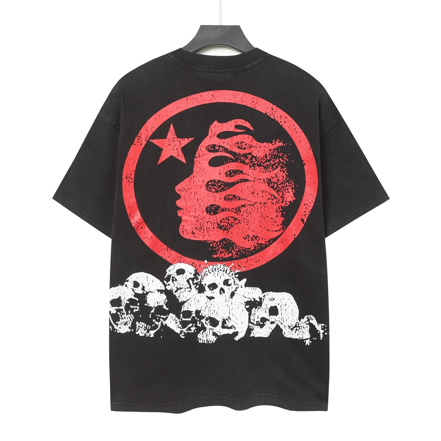 P122 Hellstar Cross-border European and American style street brand pure cotton T-shirt Fabric (fabric): 32 counts of 250g washed combed double yarn pure cotton Size (size): S-M- L- X L Color (colour): Washed black