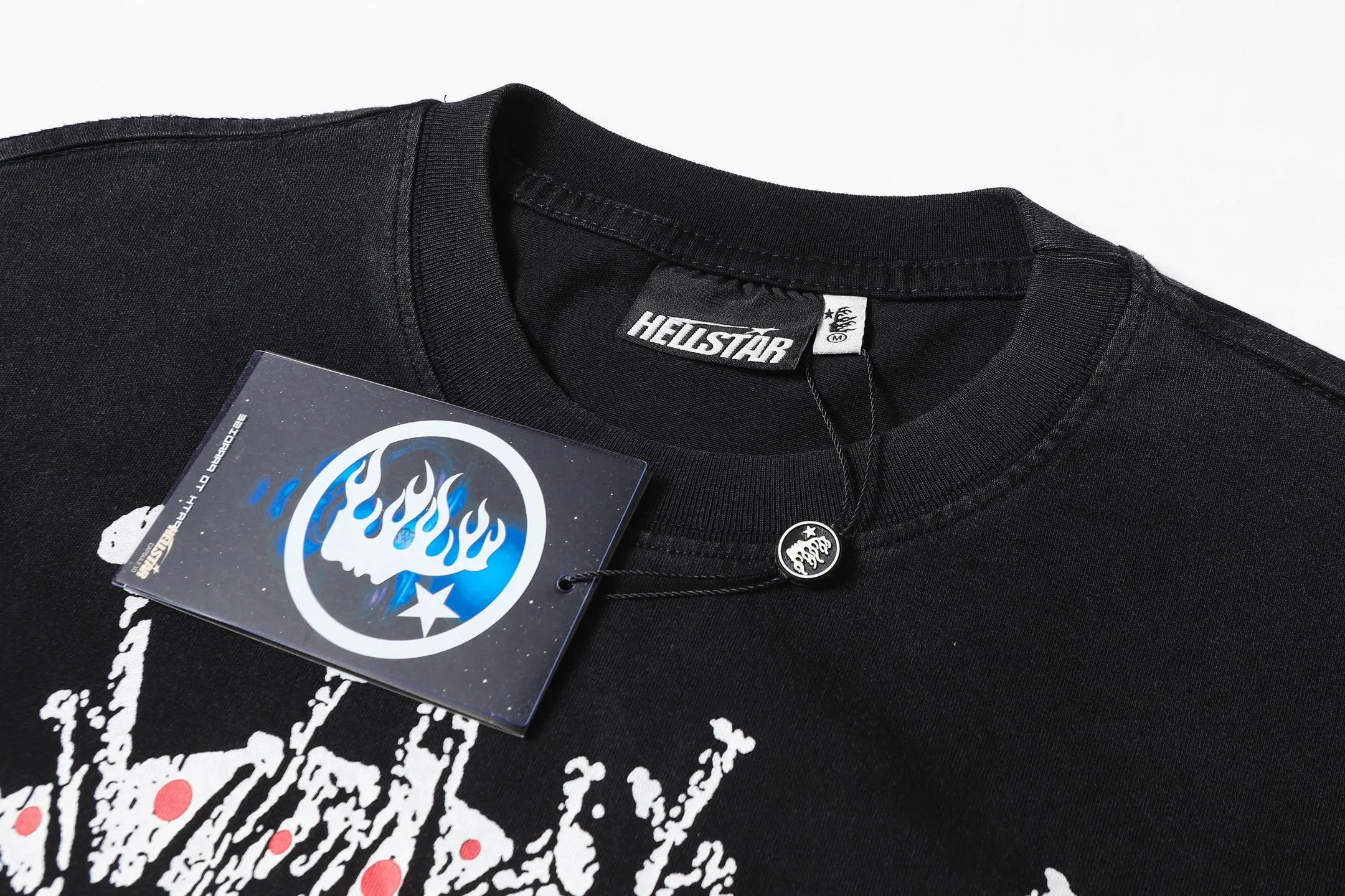 P122 Hellstar Cross-border European and American style street brand pure cotton T-shirt Fabric (fabric): 32 counts of 250g washed combed double yarn pure cotton Size (size): S-M- L- X L Color (colour): Washed black