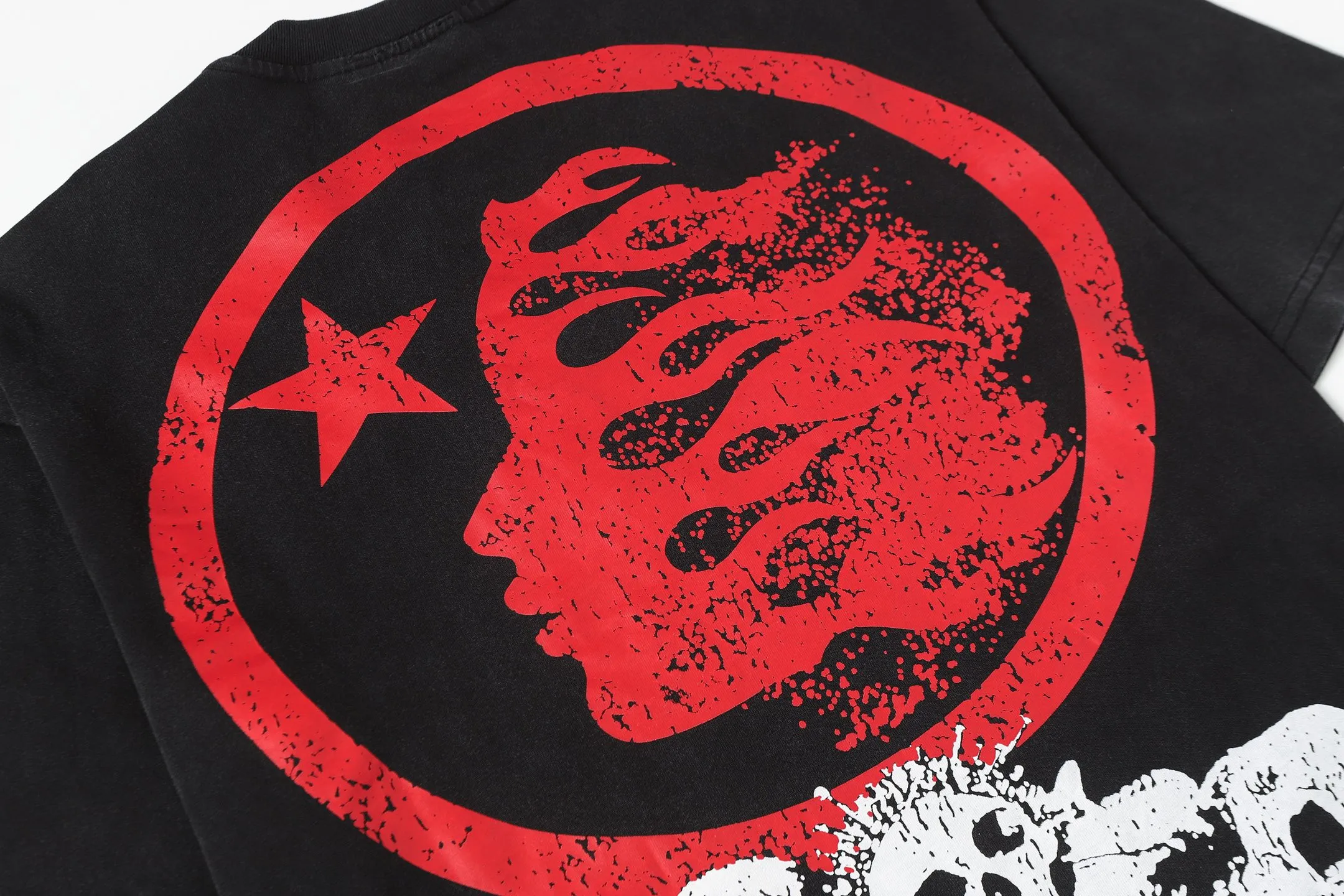 P122 Hellstar Cross-border European and American style street brand pure cotton T-shirt Fabric (fabric): 32 counts of 250g washed combed double yarn pure cotton Size (size): S-M- L- X L Color (colour): Washed black