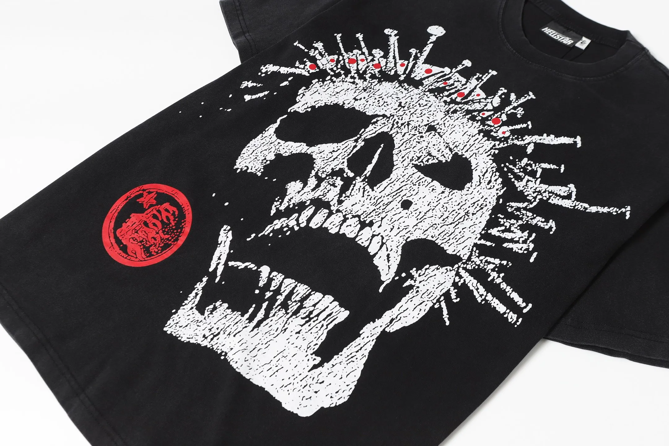 P122 Hellstar Cross-border European and American style street brand pure cotton T-shirt Fabric (fabric): 32 counts of 250g washed combed double yarn pure cotton Size (size): S-M- L- X L Color (colour): Washed black