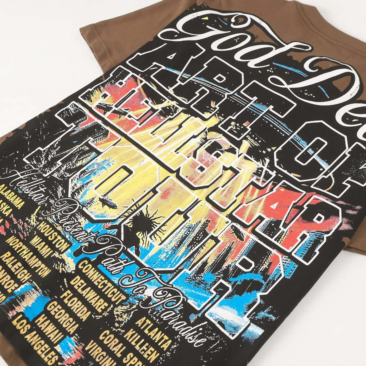 P108 Real-stock Hellstar Cross-border European and American style, street fashion brand pure cotton T-shirt Fabric (fabric): 32 pieces of 240g heavy combed double yarn pure cotton Size (size): S-M- L- X L Color (colour): Brown