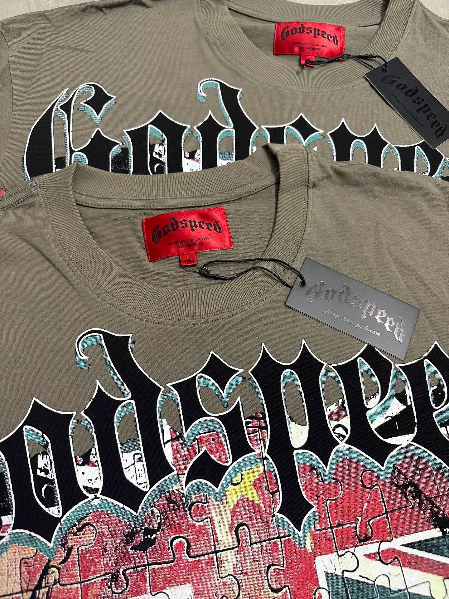 P116 5136#Army Green ｜ Real stock Godspeed cross-border American rock and roll street washed retro style short-sleeved T (craft printing) fabric (fabric) 32 counts combed double yarn 240 grams weight code number (size): S-M-L-XL color (colour): military green