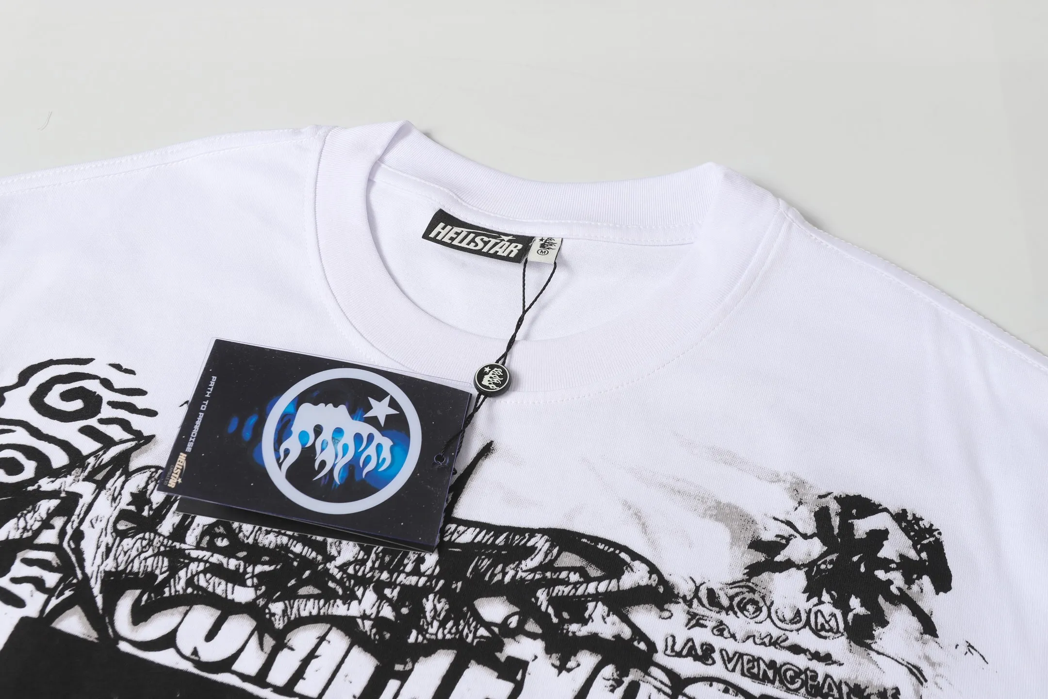 P108 Real-stock Hellstar Cross-border European and American style, street fashion brand pure cotton T-shirt Fabric (fabric): 32 pieces of 240g heavy combed double yarn pure cotton Size (size): S-M- L- X L Color (colour): white 👉