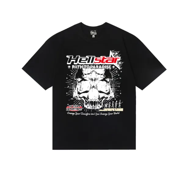 6720# P116 Hellstar American fashion high street pure cotton loose short-sleeved T-shirt Color: white black apricot code number