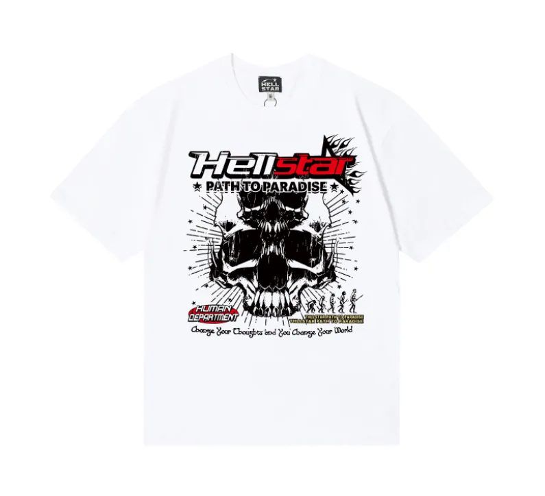 6720# P116 Hellstar American fashion high street pure cotton loose short-sleeved T-shirt Color: white black apricot code number