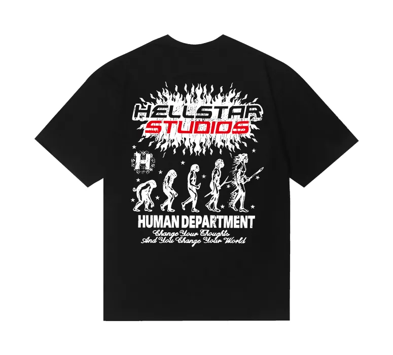 6720# P116 Hellstar American fashion high street pure cotton loose short-sleeved T-shirt Color: white black apricot code number