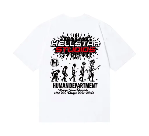 6720# P116 Hellstar American fashion high street pure cotton loose short-sleeved T-shirt Color: white black apricot code number