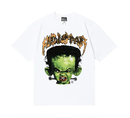6734# P116 Hellstar American fashion high street pure cotton loose short-sleeved T-shirt Color: White Size: S M L XL