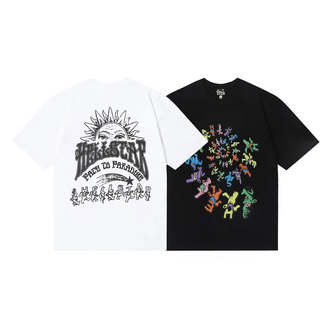 6640# P116 Hellstar American fashion high street pure cotton loose short-sleeved T-shirt Color: White Black Size: S M L XL