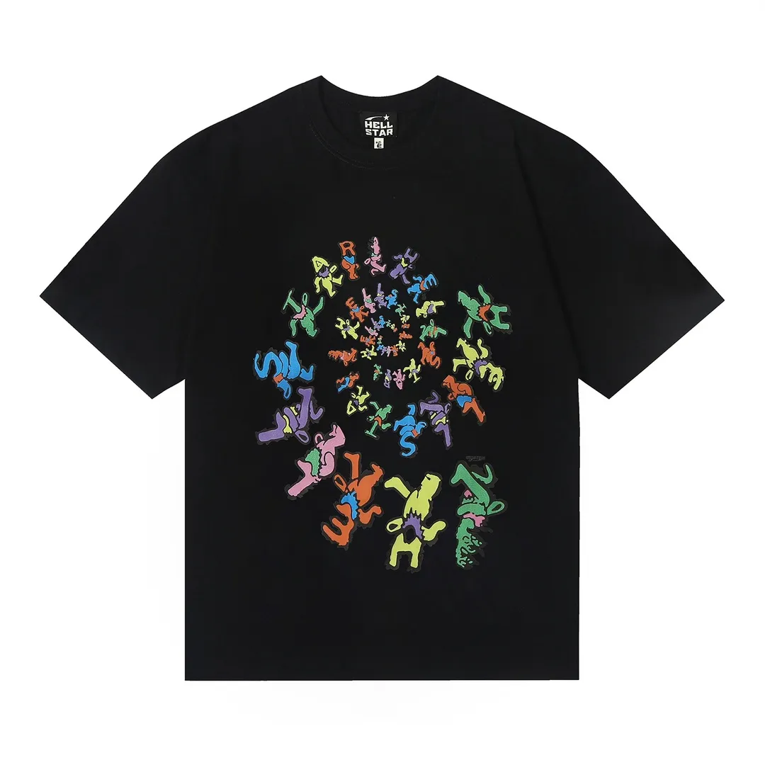 6640# P116 Hellstar American fashion high street pure cotton loose short-sleeved T-shirt Color: White Black Size: S M L XL