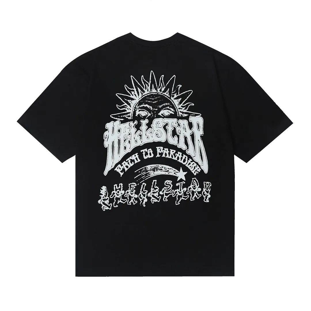6640# P116 Hellstar American fashion high street pure cotton loose short-sleeved T-shirt Color: White Black Size: S M L XL