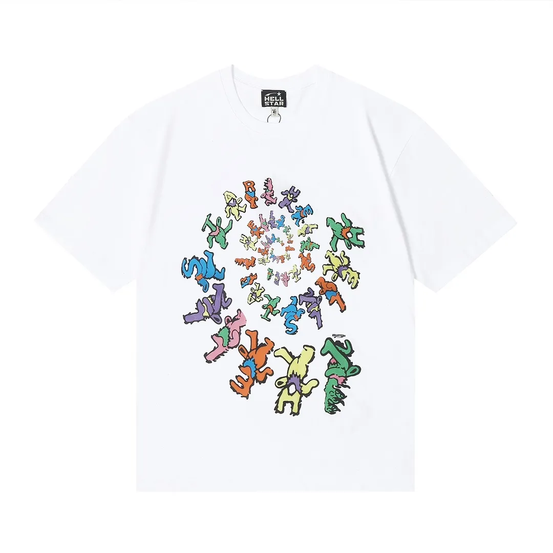 6640# P116 Hellstar American fashion high street pure cotton loose short-sleeved T-shirt Color: White Black Size: S M L XL
