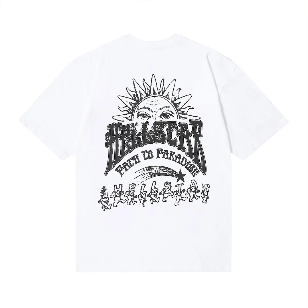 6640# P116 Hellstar American fashion high street pure cotton loose short-sleeved T-shirt Color: White Black Size: S M L XL