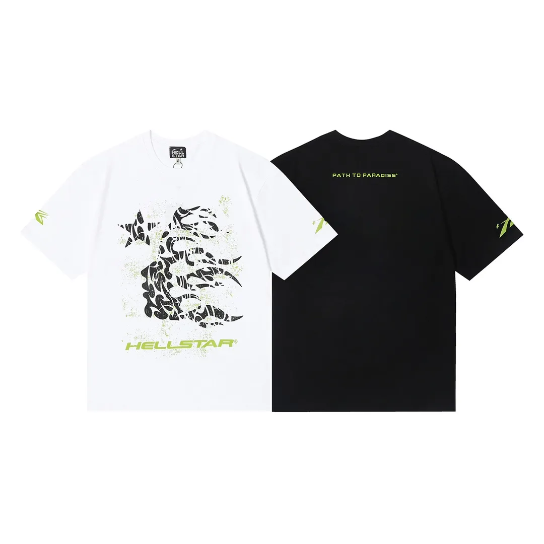 6650# P112 Hellstar American fashion high street pure cotton loose short-sleeved T-shirt Color: White Black Size: S M L XL