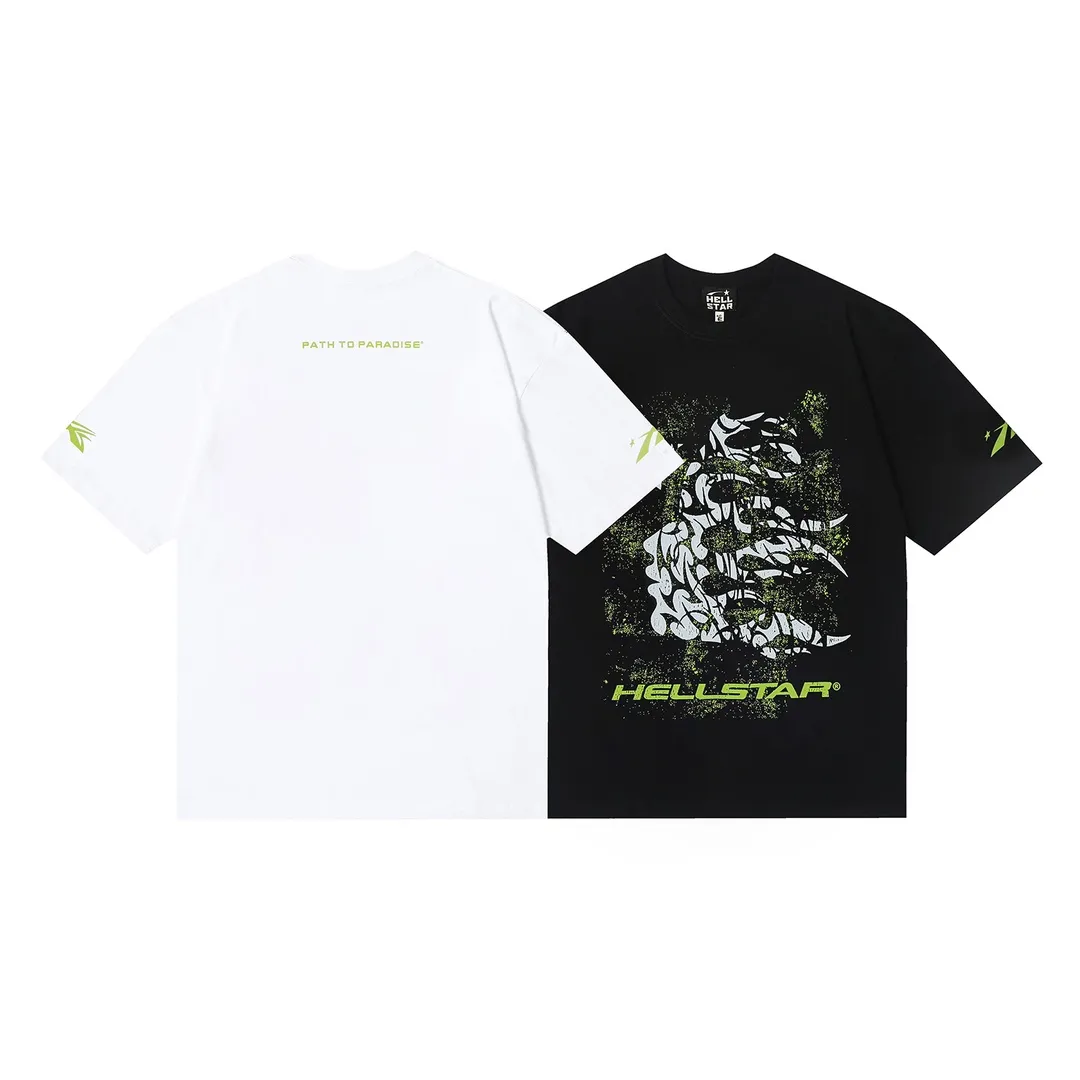 6650# P112 Hellstar American fashion high street pure cotton loose short-sleeved T-shirt Color: White Black Size: S M L XL