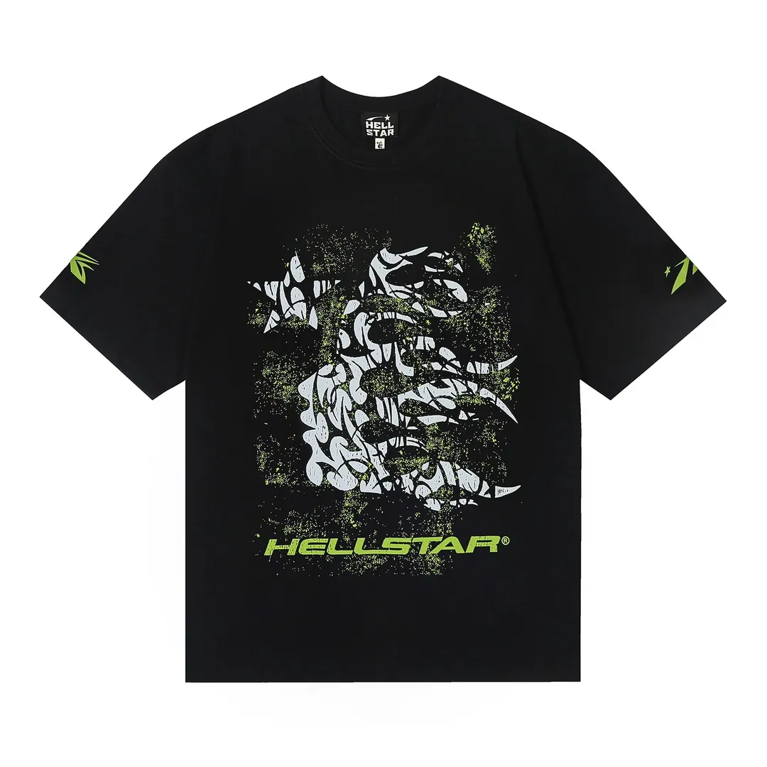 6650# P112 Hellstar American fashion high street pure cotton loose short-sleeved T-shirt Color: White Black Size: S M L XL