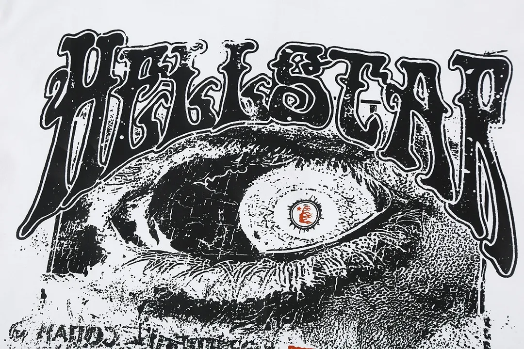 8820# P160 Hellstar high quality Hellstar American trendy printed cotton terry crew neck sweatshirt Color: White Black Size: S M L XL
