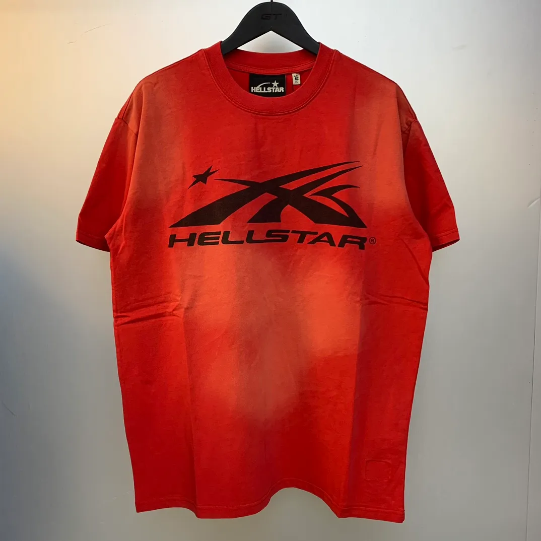 P126 Hellstar Studios Classic Short Sleeve Tee Shirt T-shirt Short Sleeve The new hot beauty trend Hellstar!  Standard beauty and trendy workmanship, original customization (fabric, pattern, printing, hang tag, main mark, etc.), exaggerated style, explosive style, dare to break through tradition, bring adventurous new fashion experience!   YoungBoy, the most popular rapper in the youth circle, has shot a lot of models for him, and celebrities such as Dababy and Swae Lee frequently get dressed!  color: red Size: S, M, L, XL