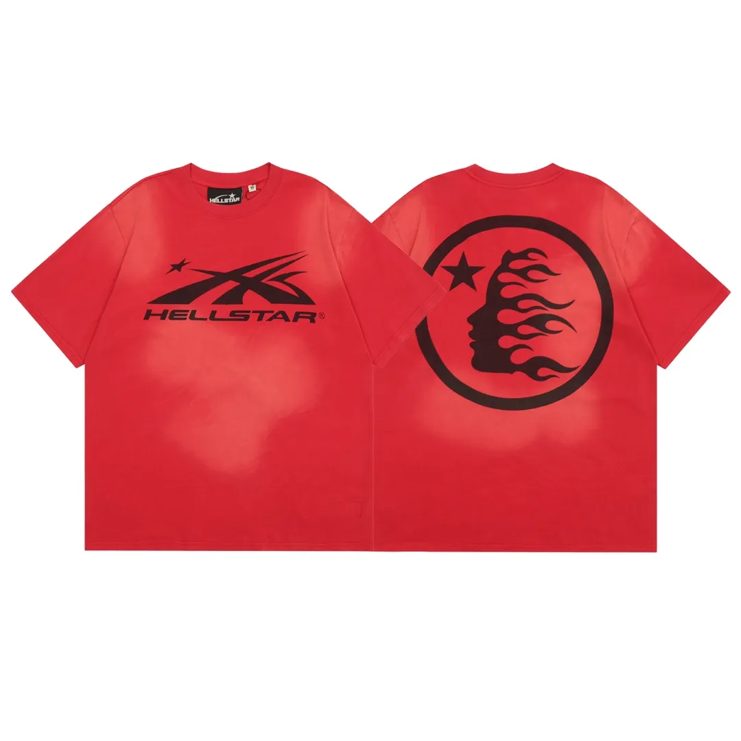 P126 Hellstar Studios Classic Short Sleeve Tee Shirt T-shirt Short Sleeve The new hot beauty trend Hellstar!  Standard beauty and trendy workmanship, original customization (fabric, pattern, printing, hang tag, main mark, etc.), exaggerated style, explosive style, dare to break through tradition, bring adventurous new fashion experience!   YoungBoy, the most popular rapper in the youth circle, has shot a lot of models for him, and celebrities such as Dababy and Swae Lee frequently get dressed!  color: red Size: S, M, L, XL