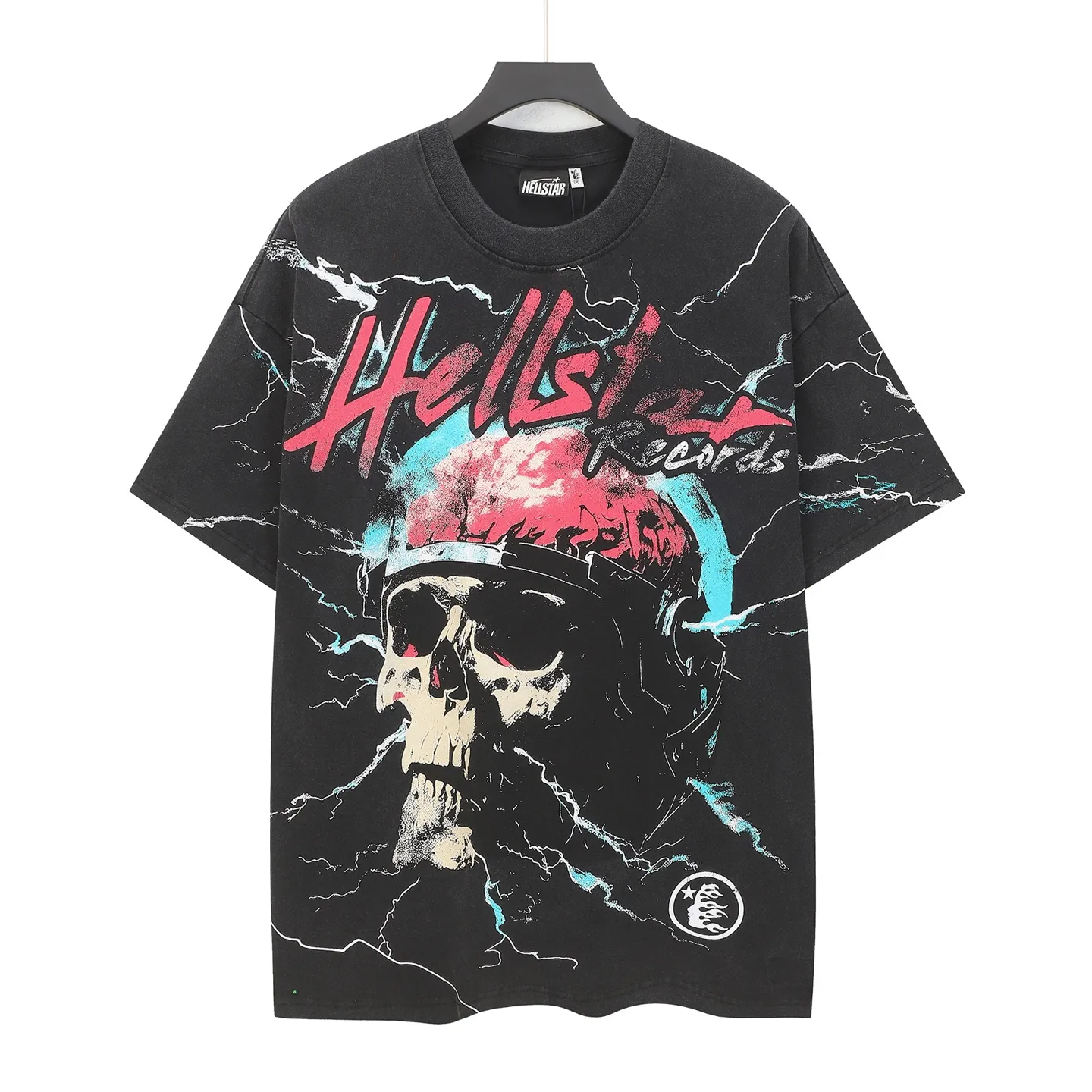 P124 Hellstar Hellstar Cross-border European and American style street fashion brand pure cotton T-shirt Fabric (fabric): 32 counts 250g washed combed double yarn pure cotton Size (size): S-M- L- X L Color (colour): Washed black (spray Ma Liu)
