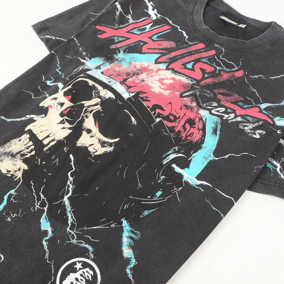 P124 Hellstar Hellstar Cross-border European and American style street fashion brand pure cotton T-shirt Fabric (fabric): 32 counts 250g washed combed double yarn pure cotton Size (size): S-M- L- X L Color (colour): Washed black (spray Ma Liu)