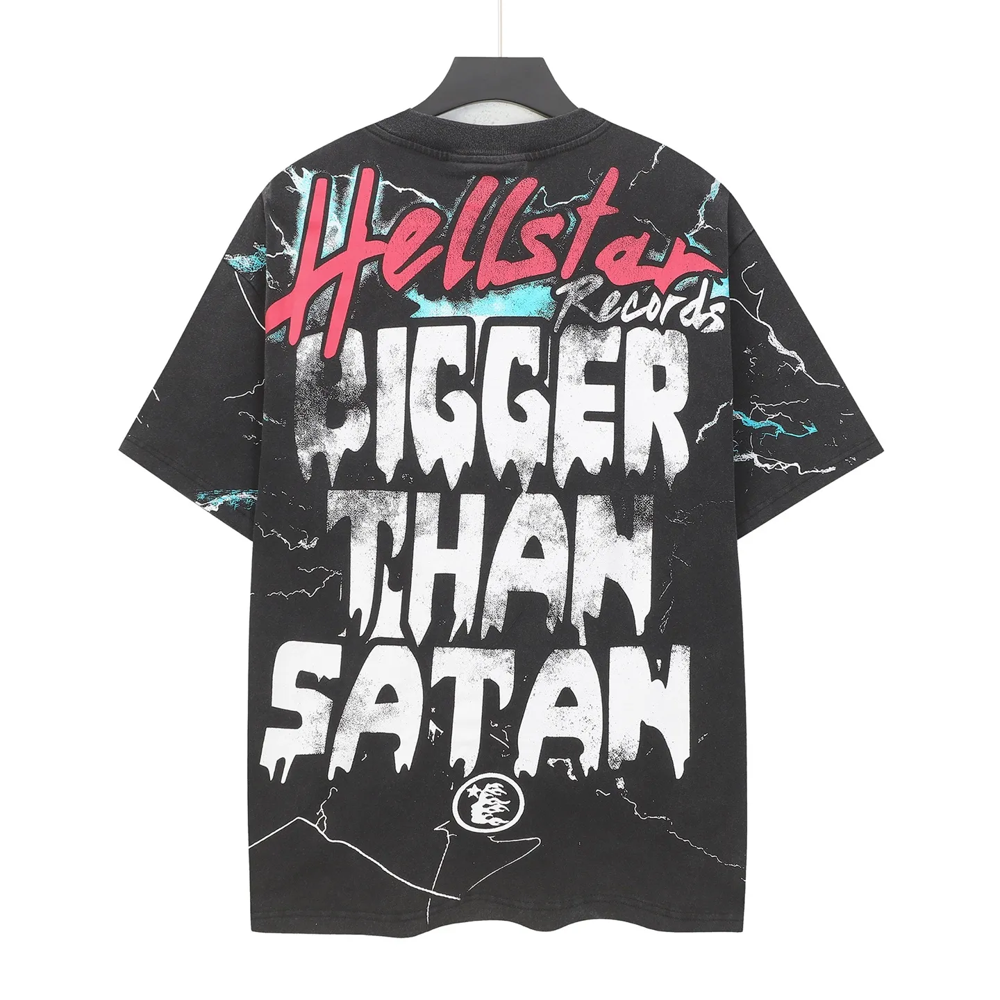 P124 Hellstar Hellstar Cross-border European and American style street fashion brand pure cotton T-shirt Fabric (fabric): 32 counts 250g washed combed double yarn pure cotton Size (size): S-M- L- X L Color (colour): Washed black (spray Ma Liu)