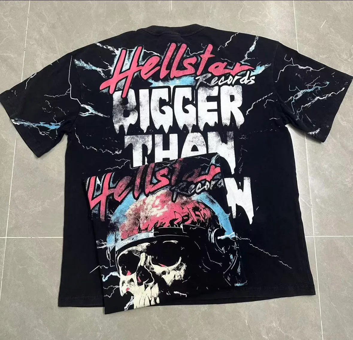 P124 Hellstar Hellstar Cross-border European and American style street fashion brand pure cotton T-shirt Fabric (fabric): 32 counts 250g washed combed double yarn pure cotton Size (size): S-M- L- X L Color (colour): Washed black (spray Ma Liu)