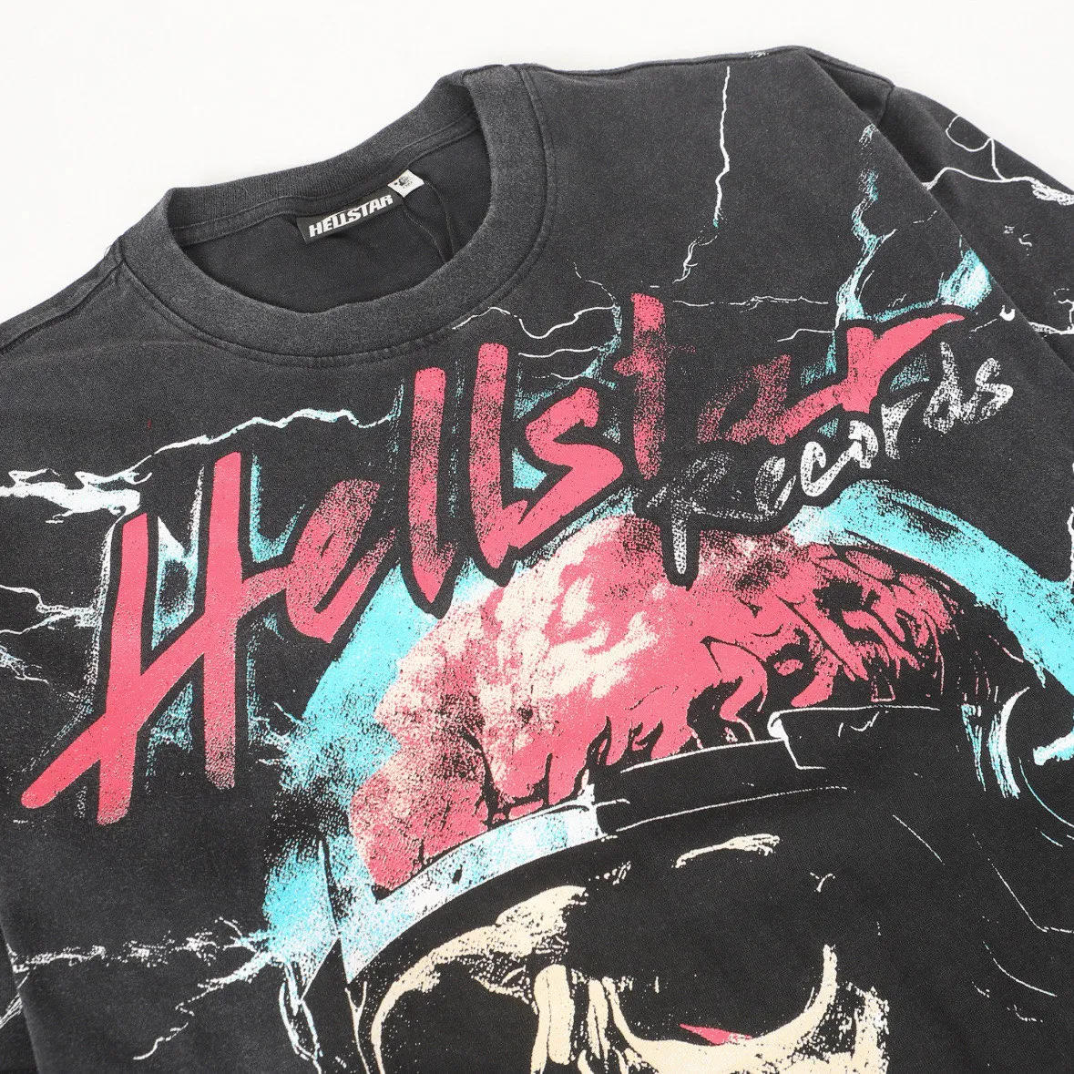P124 Hellstar Hellstar Cross-border European and American style street fashion brand pure cotton T-shirt Fabric (fabric): 32 counts 250g washed combed double yarn pure cotton Size (size): S-M- L- X L Color (colour): Washed black (spray Ma Liu)