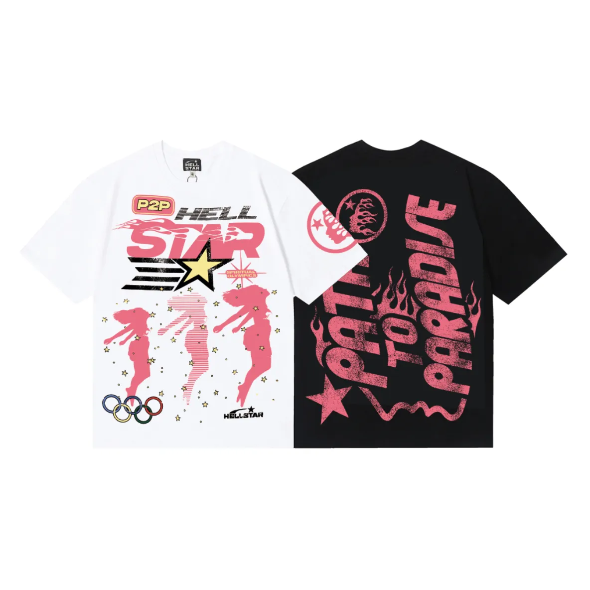 6822# P116 Hellstar American fashion high street pure cotton loose short-sleeved T-shirt Color: White Black Size: S M L XL