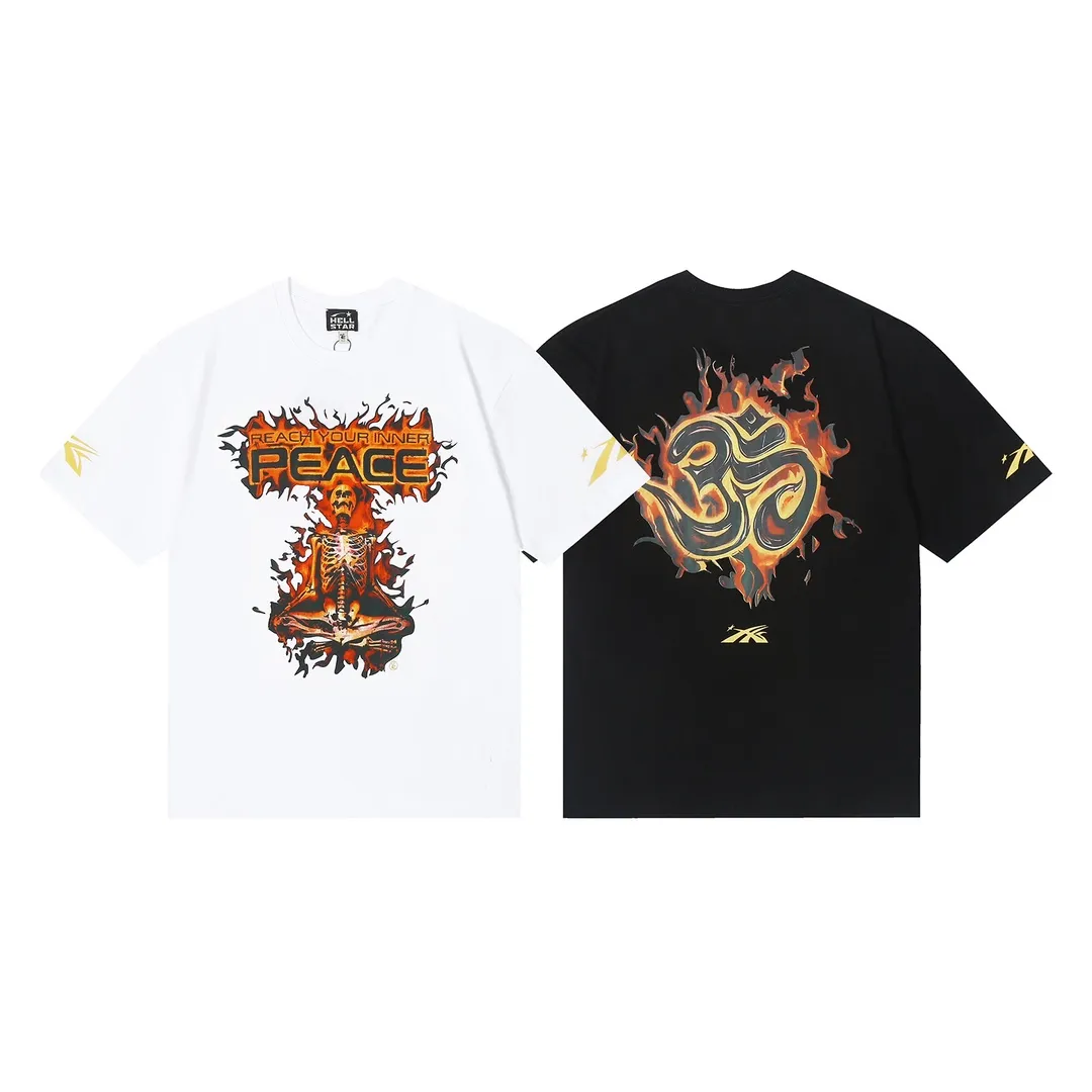 6627# P116 Hellstar American fashion high street pure cotton loose short-sleeved T-shirt Color: White Black Size: S M L XL