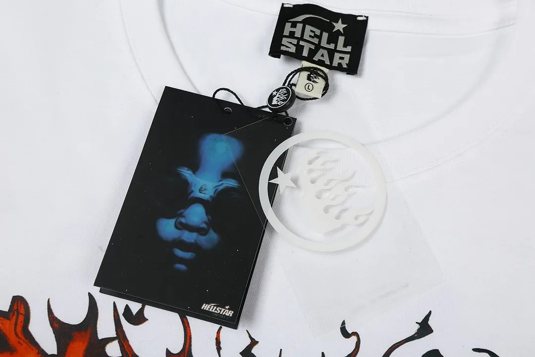 6627# P116 Hellstar American fashion high street pure cotton loose short-sleeved T-shirt Color: White Black Size: S M L XL