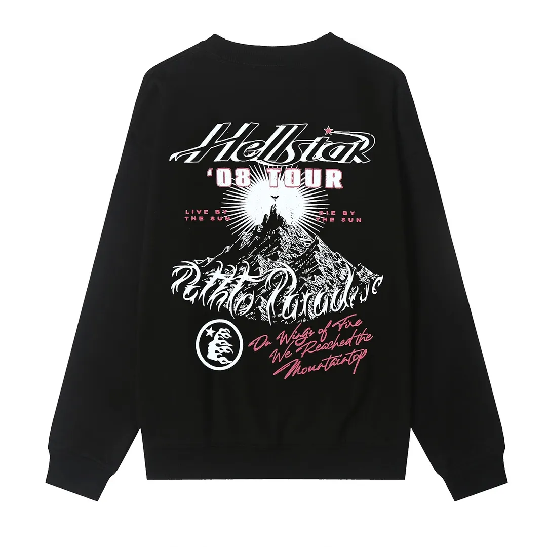 8816# P160 Hellstar high-quality Hellstar American trendy printed cotton terry crew neck sweatshirt Color: White Black Size: S M L XL