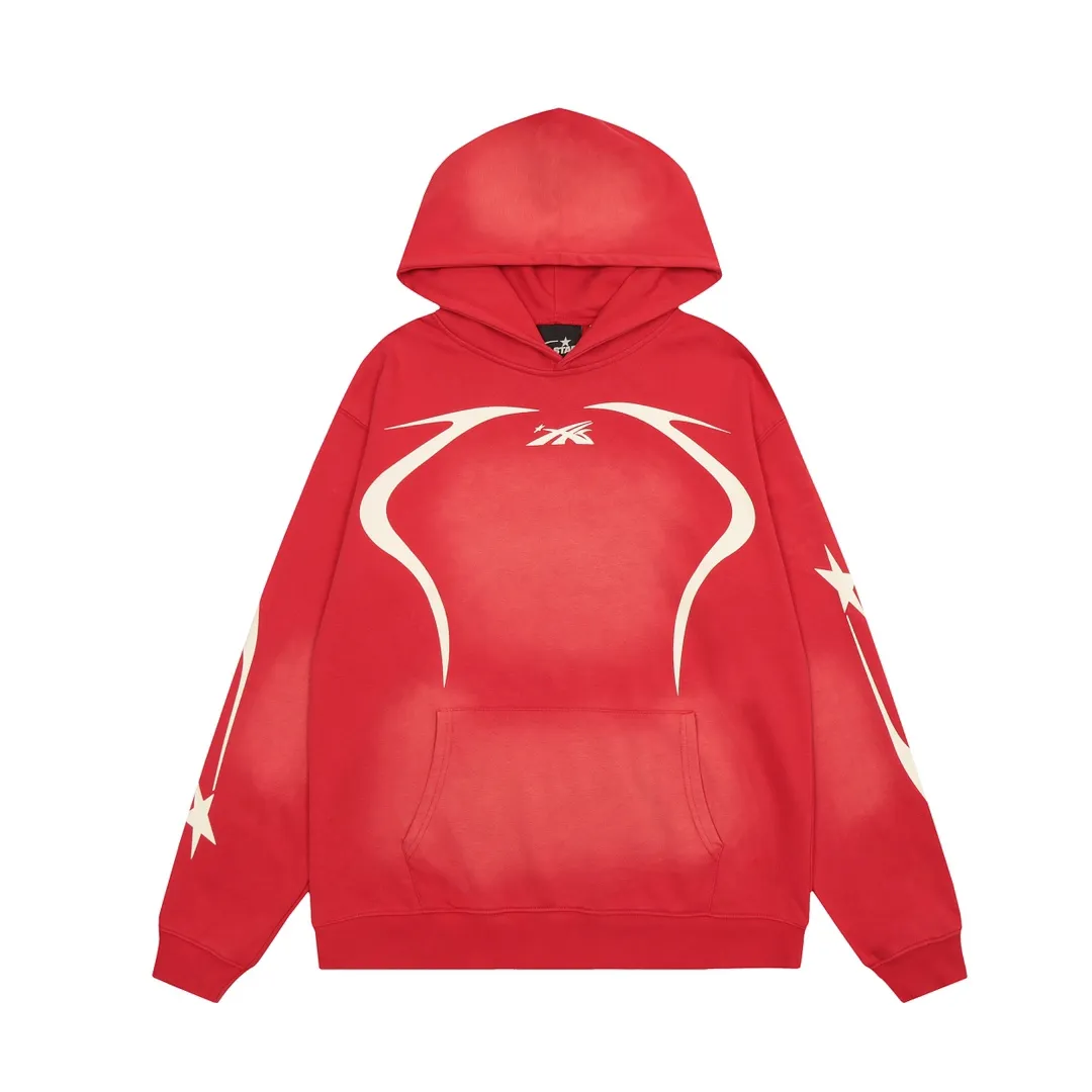 P240 Hellstar Sports Hooded Sweatshirt New trendy brand pure cotton washed and aged sweatshirt color (color): Vintage Black (washed black), Vintage Red (washed red) Size (size): S, M, L, XL