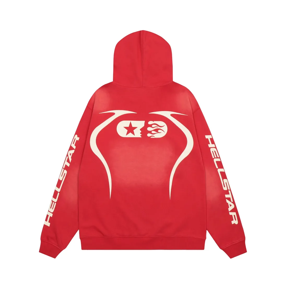 P240 Hellstar Sports Hooded Sweatshirt New trendy brand pure cotton washed and aged sweatshirt color (color): Vintage Black (washed black), Vintage Red (washed red) Size (size): S, M, L, XL