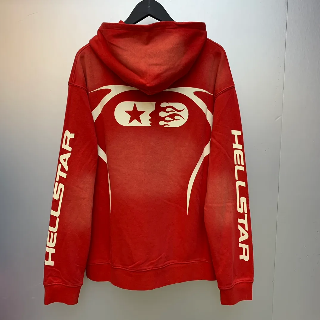 P240 Hellstar Sports Hooded Sweatshirt New trendy brand pure cotton washed and aged sweatshirt color (color): Vintage Black (washed black), Vintage Red (washed red) Size (size): S, M, L, XL