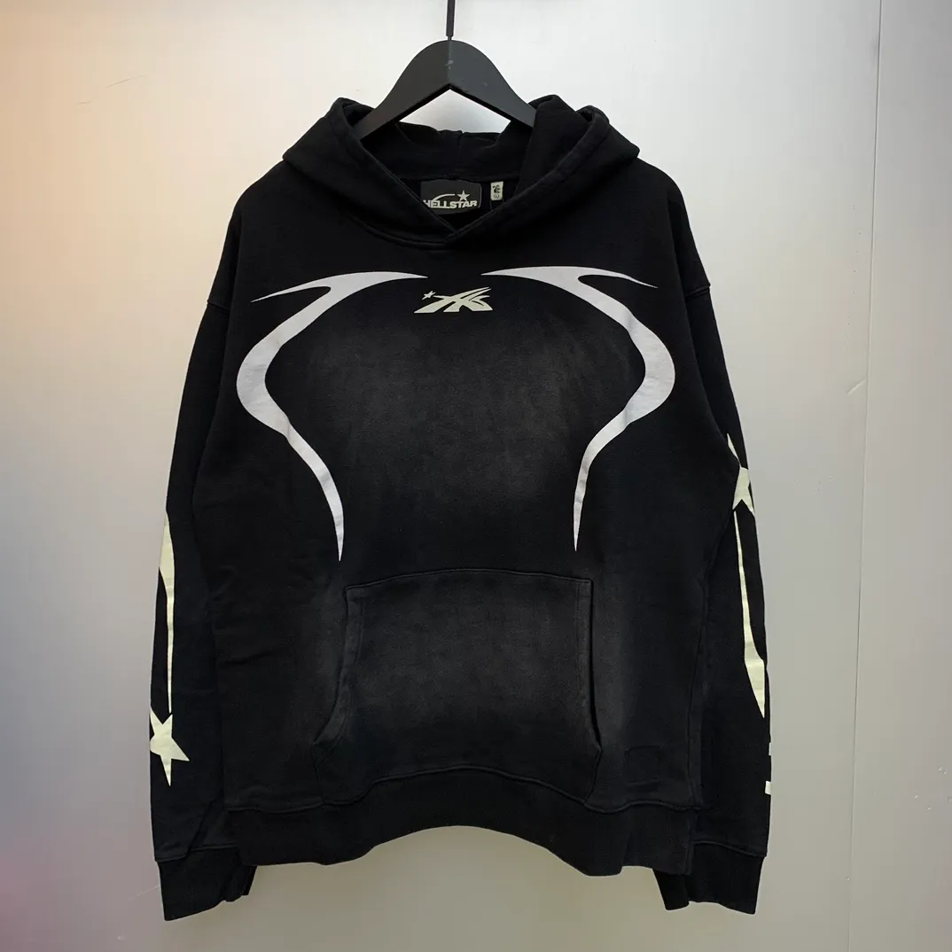 P240 Hellstar Sports Hooded Sweatshirt New trendy brand pure cotton washed and aged sweatshirt color (color): Vintage Black (washed black), Vintage Red (washed red) Size (size): S, M, L, XL