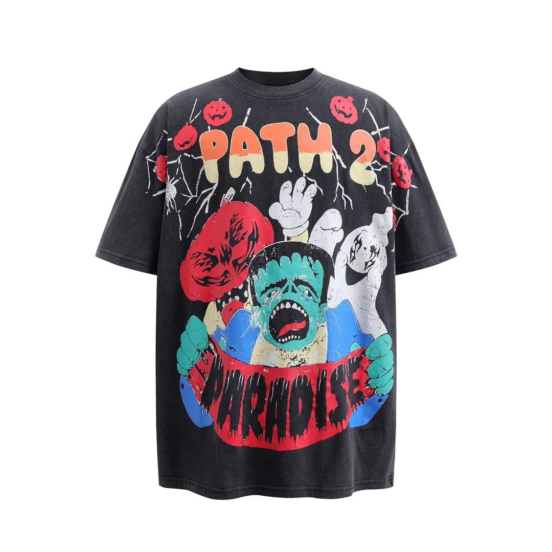 P140 Hellstar Halloween 1996 HIP HOP trendy brand T-shirt short-sleeved new hot beauty trend Hellstar!  Standard beauty and trendy workmanship, original customization (fabric, pattern, printing, hang tag, main mark, etc.), exaggerated style, explosive style, dare to break through tradition, bring adventurous new fashion experience!   YoungBoy, the most popular rapper in the youth circle, has shot a lot of models for him, and celebrities such as Dababy and Swae Lee frequently get dressed!  color: black Size: S, M, L, XL