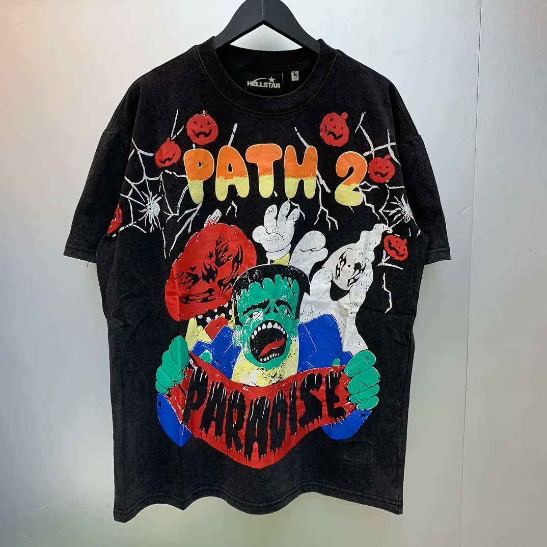 P140 Hellstar Halloween 1996 HIP HOP trendy brand T-shirt short-sleeved new hot beauty trend Hellstar!  Standard beauty and trendy workmanship, original customization (fabric, pattern, printing, hang tag, main mark, etc.), exaggerated style, explosive style, dare to break through tradition, bring adventurous new fashion experience!   YoungBoy, the most popular rapper in the youth circle, has shot a lot of models for him, and celebrities such as Dababy and Swae Lee frequently get dressed!  color: black Size: S, M, L, XL