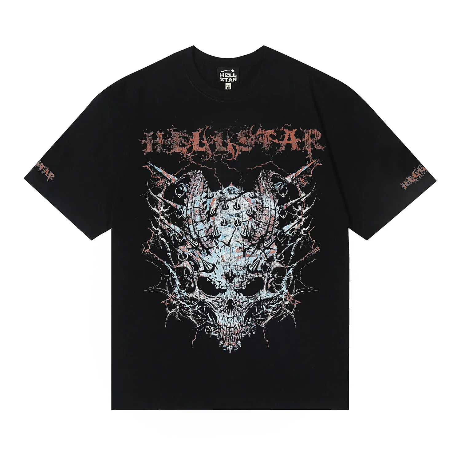 6679# P116 Hellstar American fashion high street pure cotton loose short-sleeved T-shirt Color: White Black Size: S M L XL