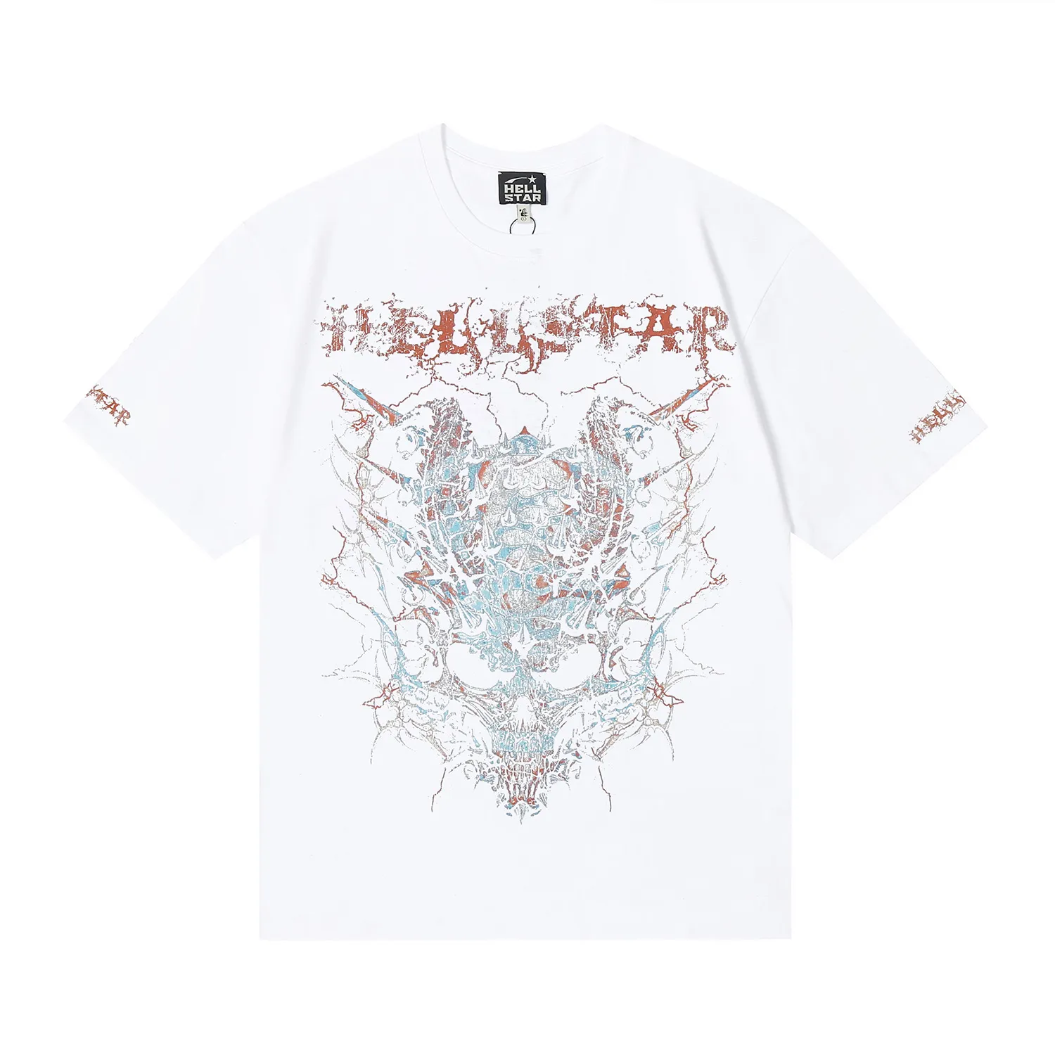 6679# P116 Hellstar American fashion high street pure cotton loose short-sleeved T-shirt Color: White Black Size: S M L XL