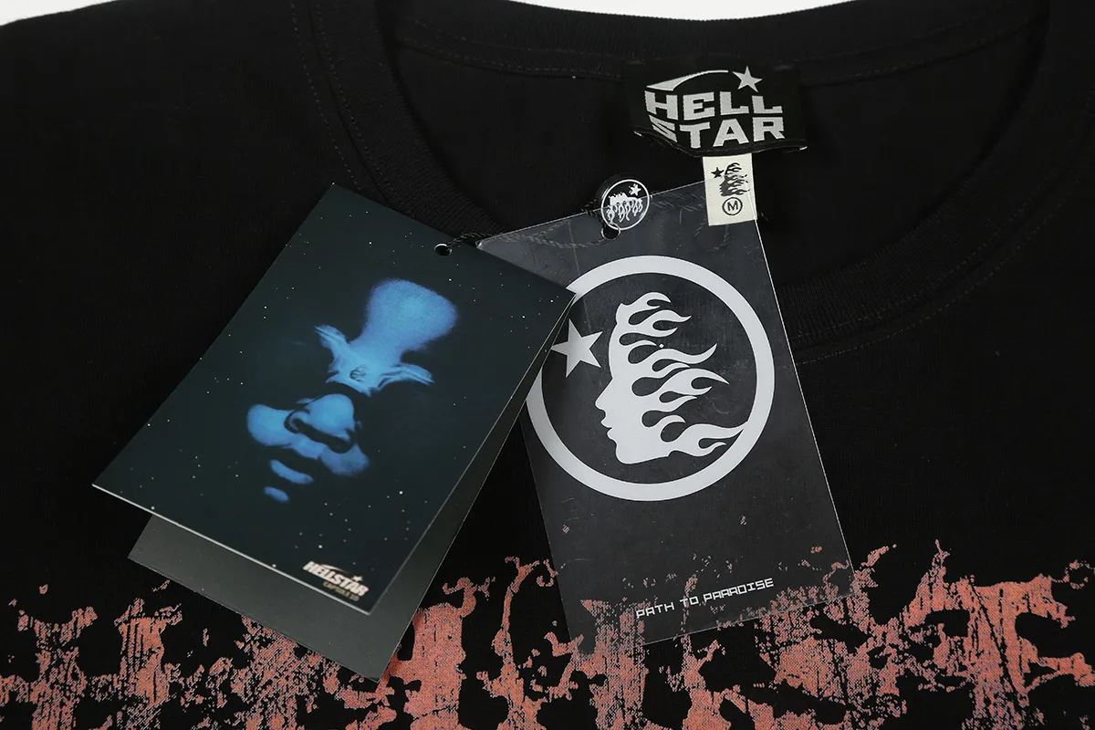 6679# P116 Hellstar American fashion high street pure cotton loose short-sleeved T-shirt Color: White Black Size: S M L XL