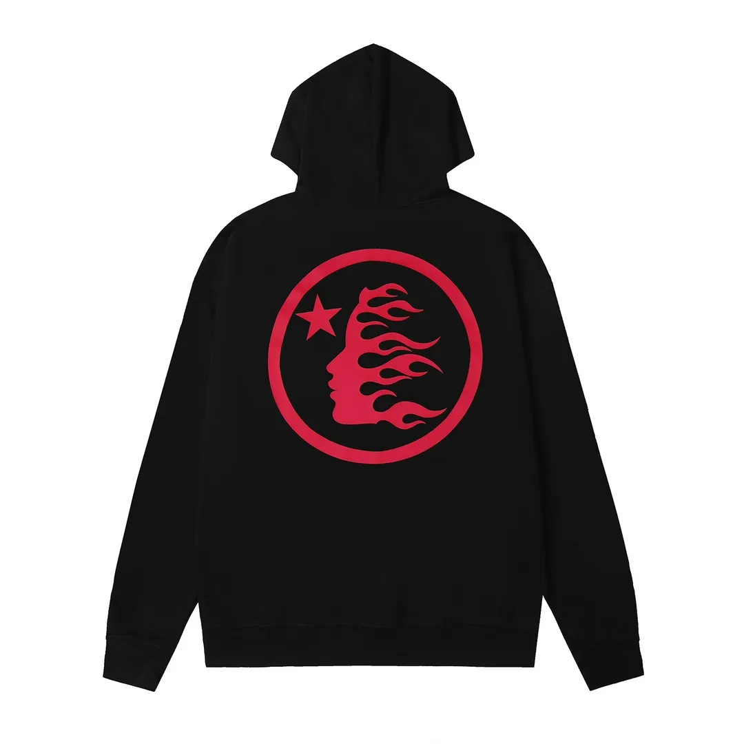 9911# P196 Ins American hip-hop trendy brand hellstar letter printed high street loose hooded pullover sweatshirt for men and women Color: Black White Size: S M L XL