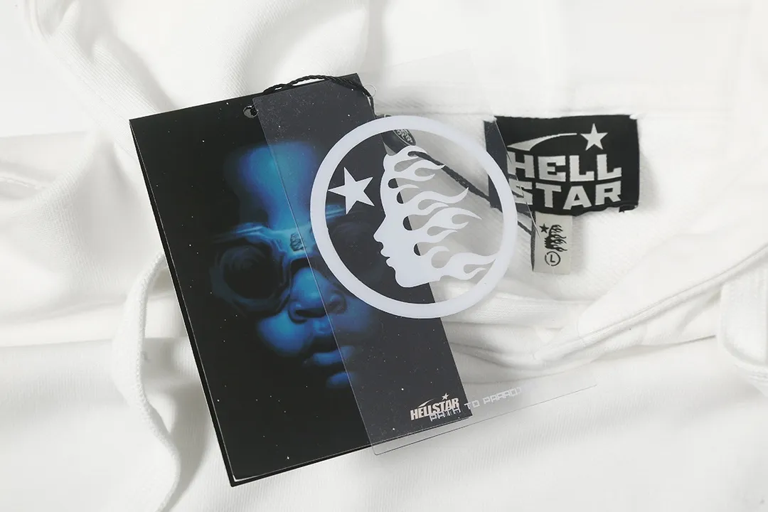 9911# P196 Ins American hip-hop trendy brand hellstar letter printed high street loose hooded pullover sweatshirt for men and women Color: Black White Size: S M L XL