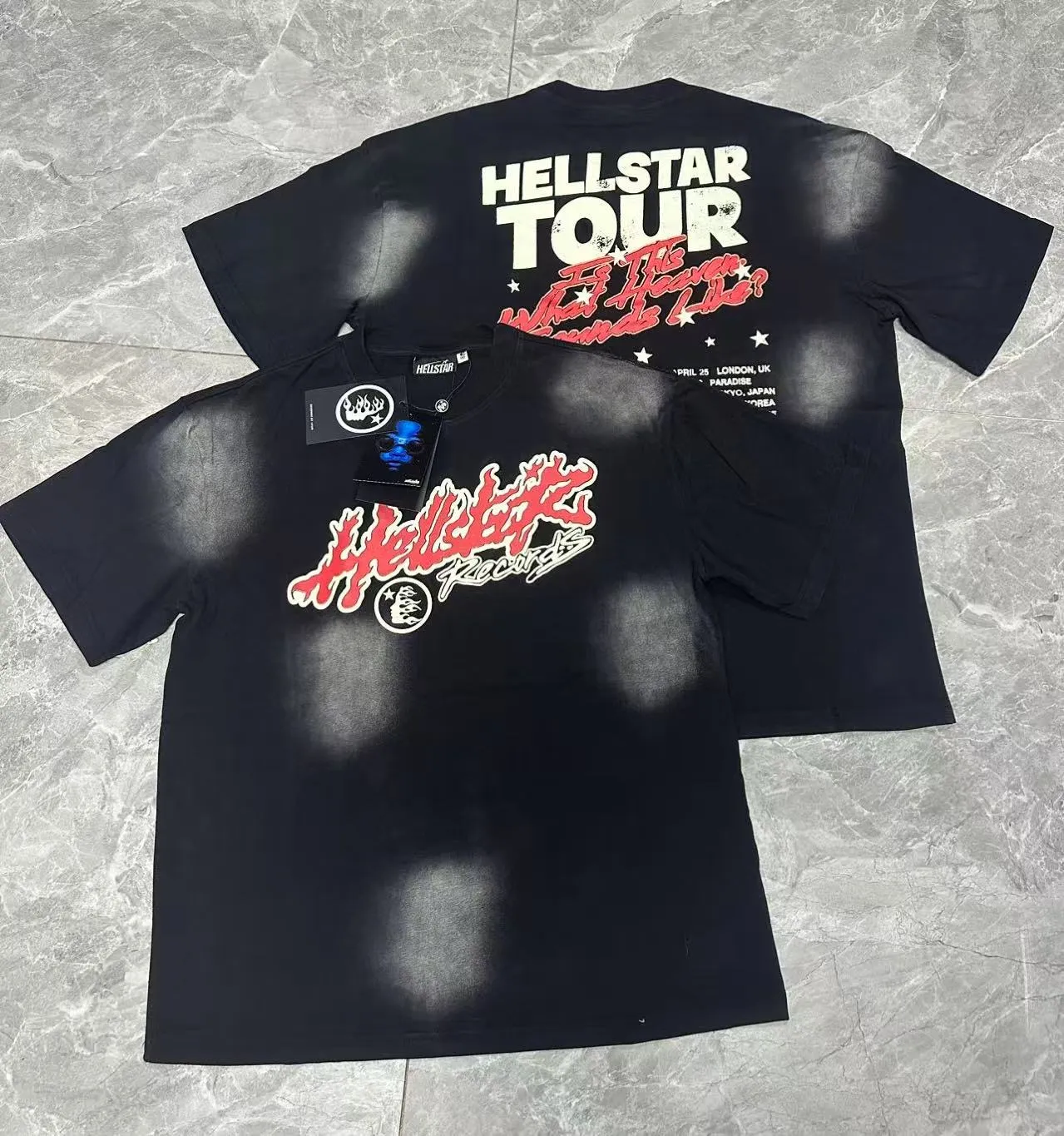 P124 Real stock Hellstar Cross-border European and American style street brand pure cotton T-shirt Fabric (fabric): 32 pieces of 250g washed combed double yarn pure cotton Size (size): S-M- L-