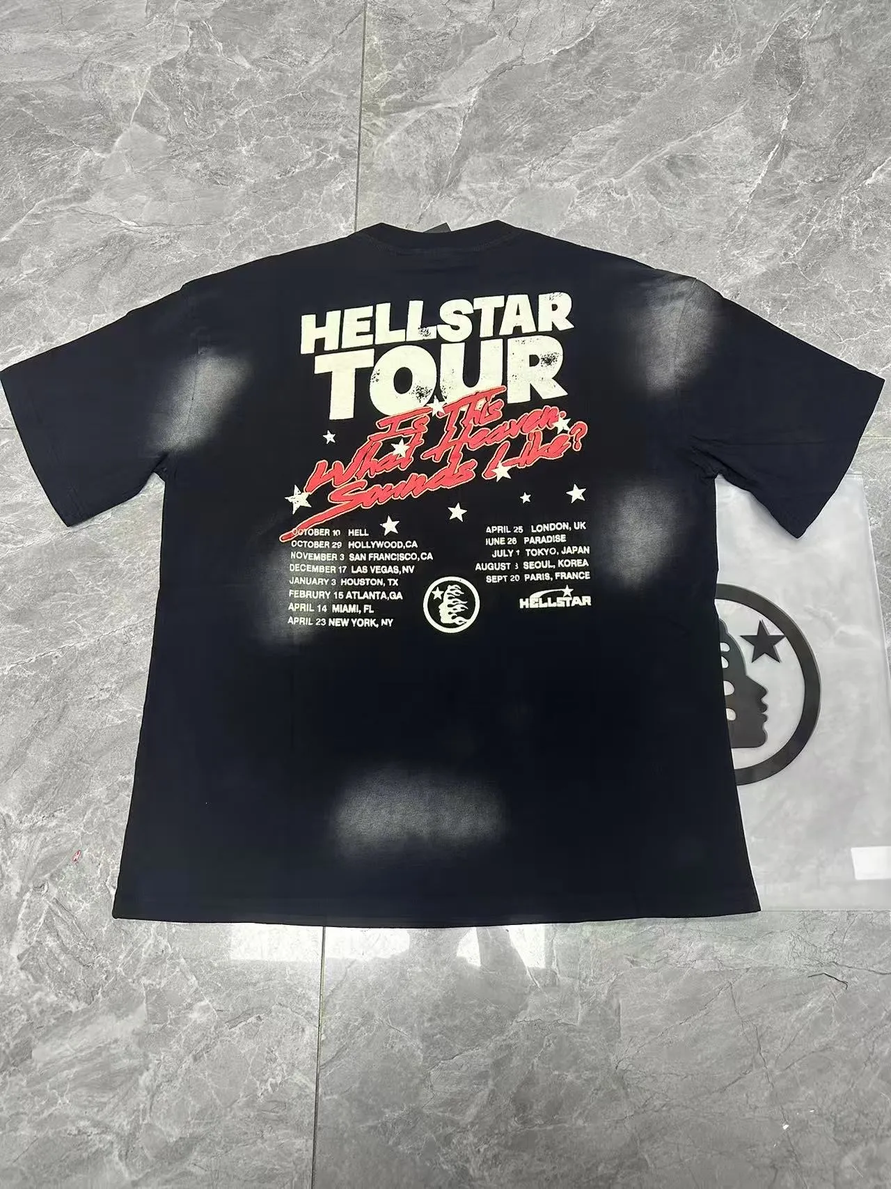 P124 Real stock Hellstar Cross-border European and American style street brand pure cotton T-shirt Fabric (fabric): 32 pieces of 250g washed combed double yarn pure cotton Size (size): S-M- L-